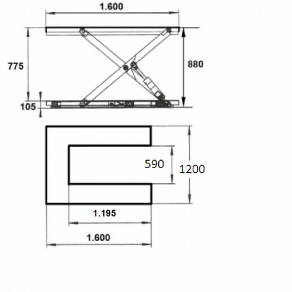 Mesa en U 1.500 kg 3